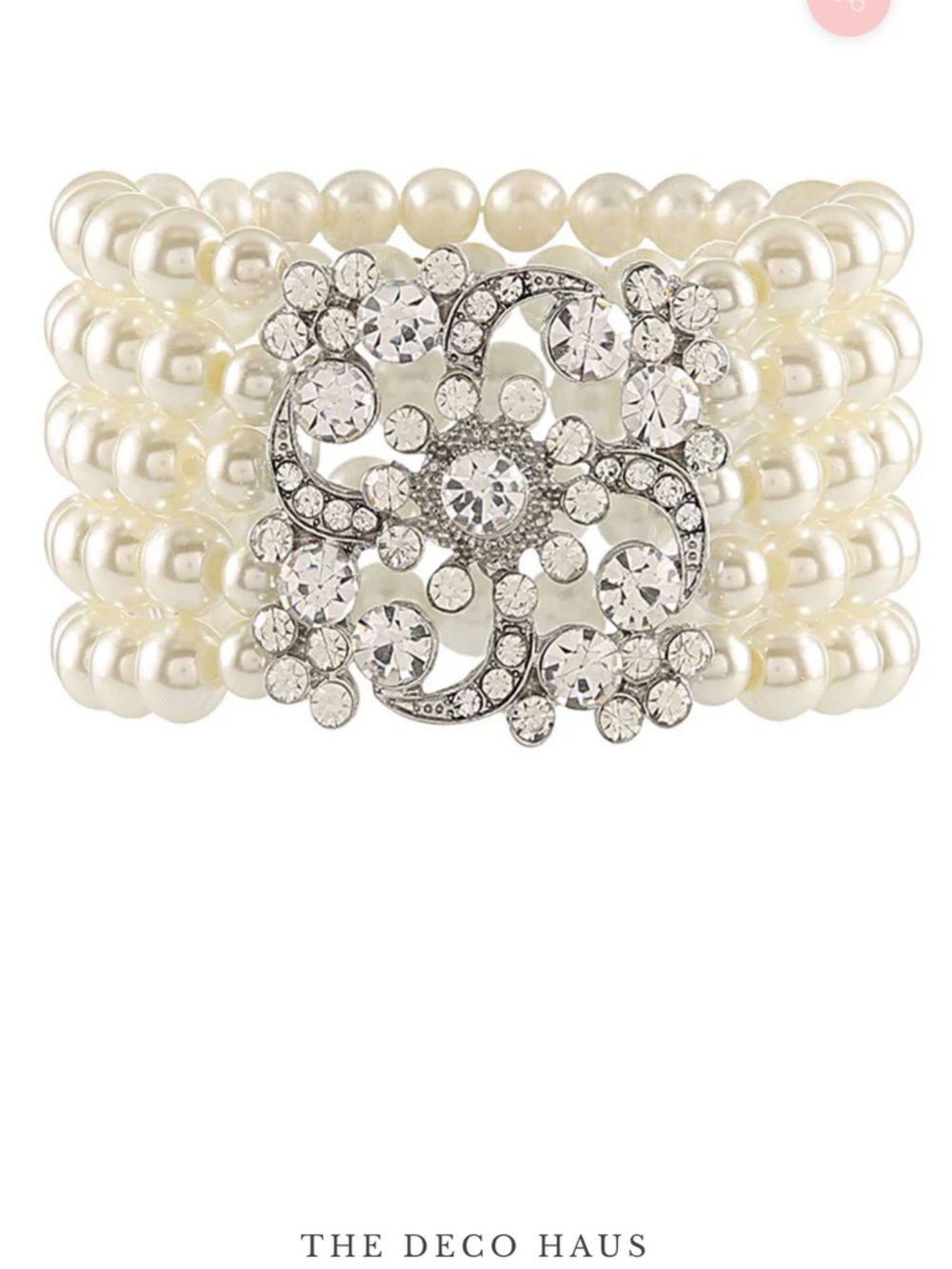 Ivory Pearl Multi-Row Bracelet with Crystal Brooch